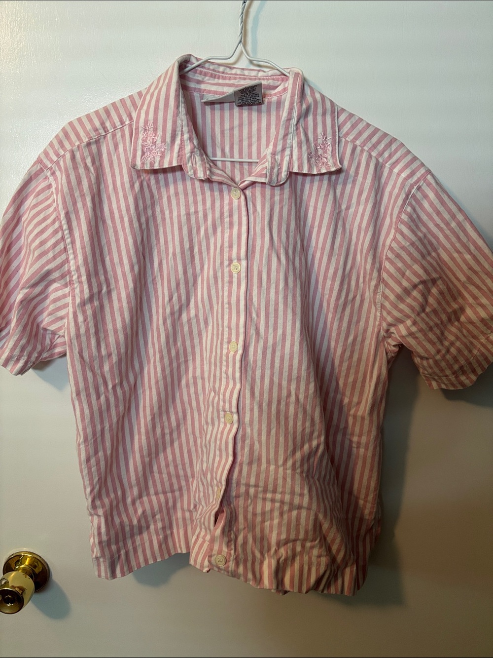 Retro Vintage Coquette Fairycore Embroidered Button Up Blouse Large
